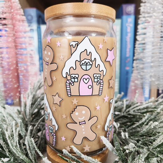 Pink Gingerbread Glass Cup
