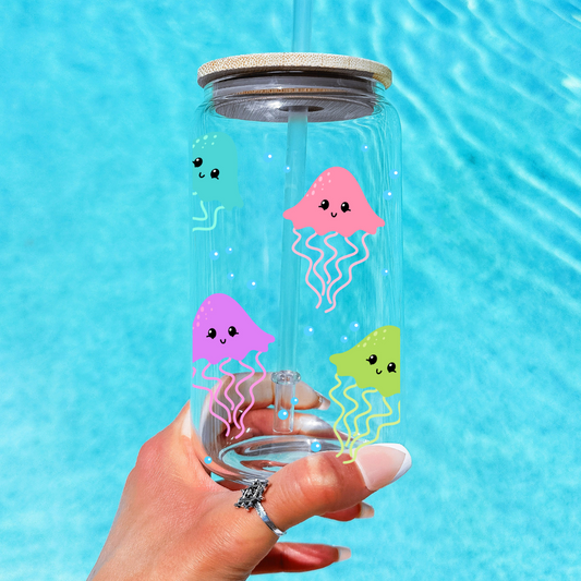 Jellyfish Friends Glass Cup