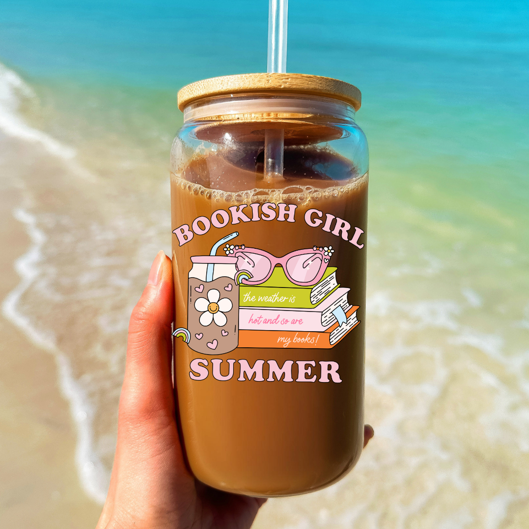Bookish Girl Summer Glass Cup