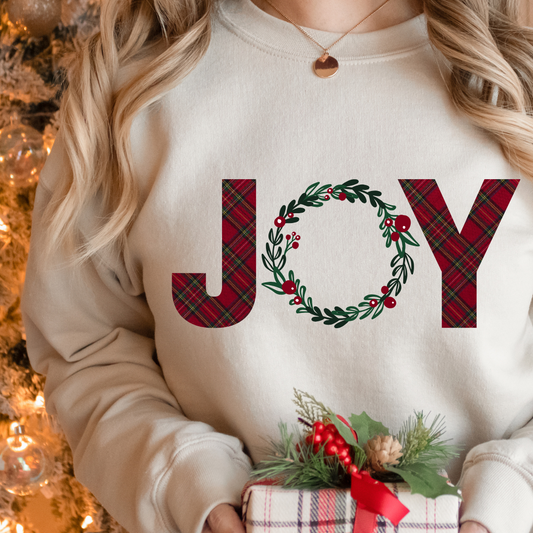 JOY Plaid Wreath Sweatshirt