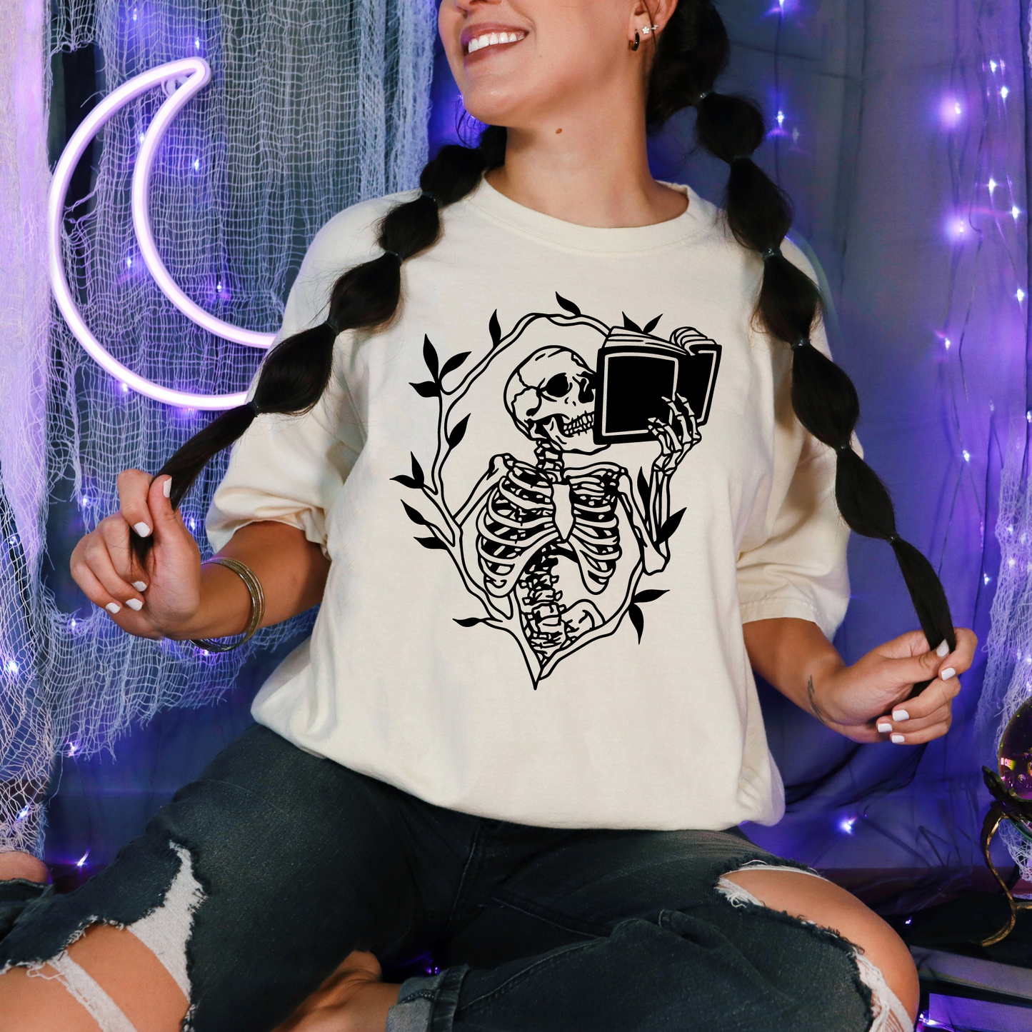 Skeleton Book Lover Tee