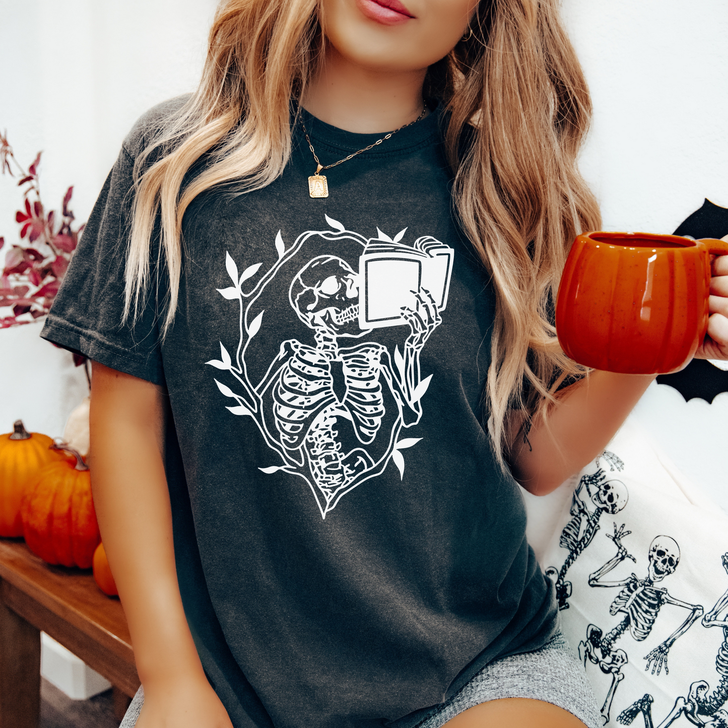 Skeleton Book Lover Tee