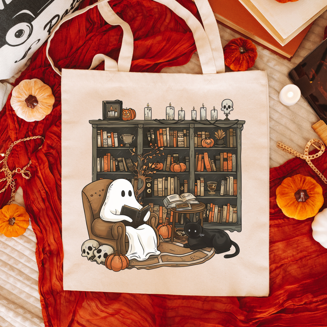 Spooky Library Canvas Tote Bag