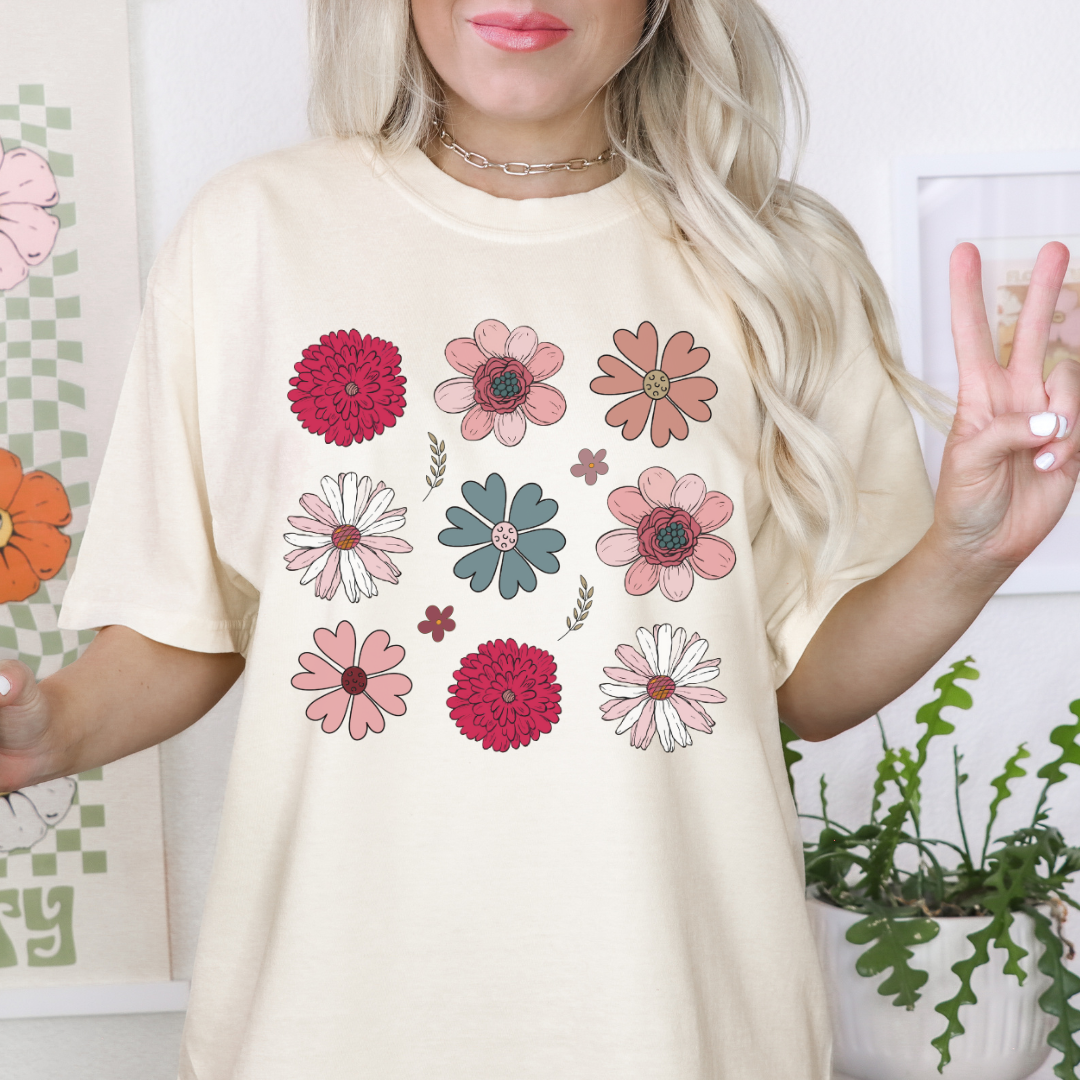 Spring Daisies Ivory Tee