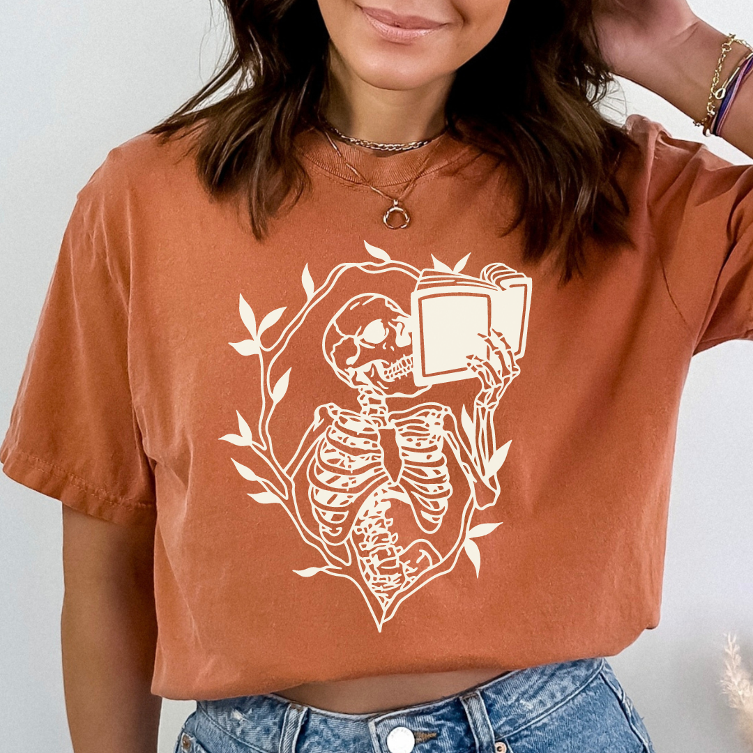 Skeleton Book Lover Tee