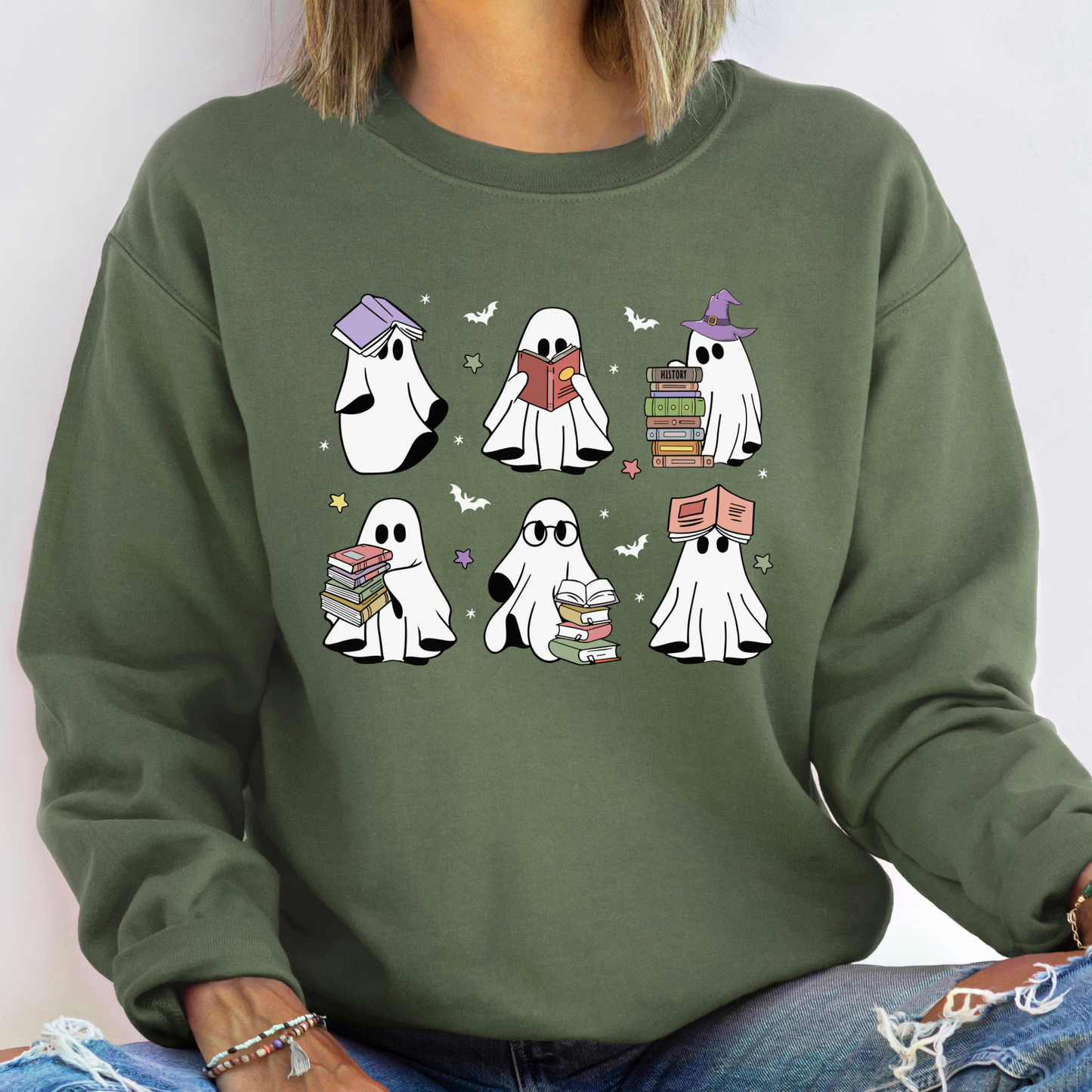 Bookish Ghosties Green Sweatshirt