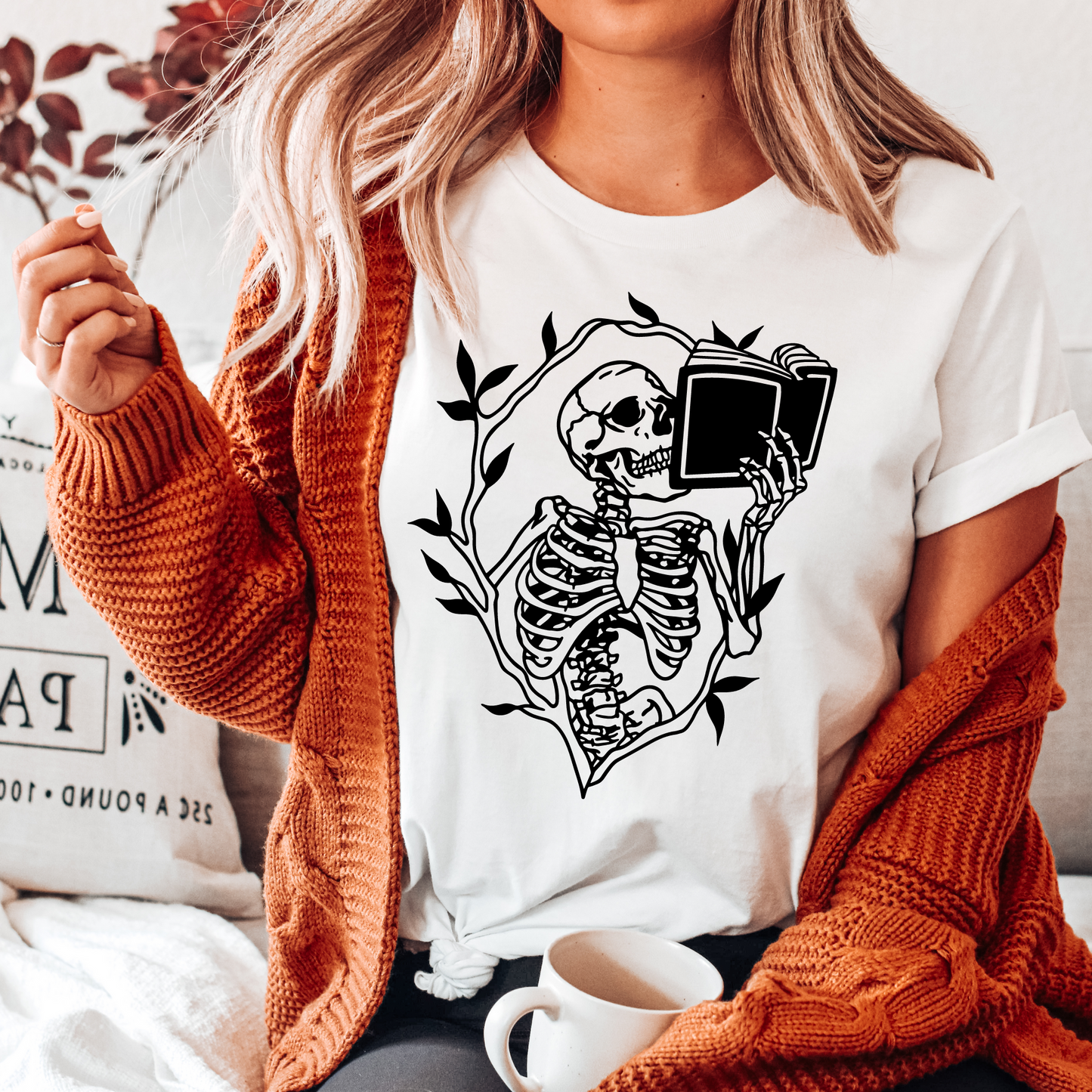 Skeleton Book Lover Tee