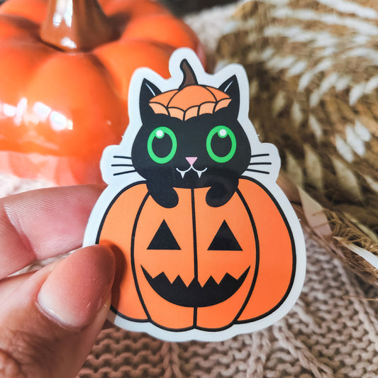 Black Cat Jack-O-Lantern Sticker