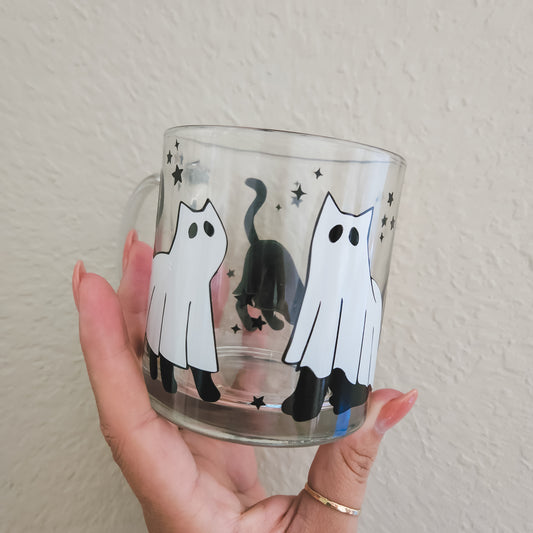 Cat Ghosties Glass Mug