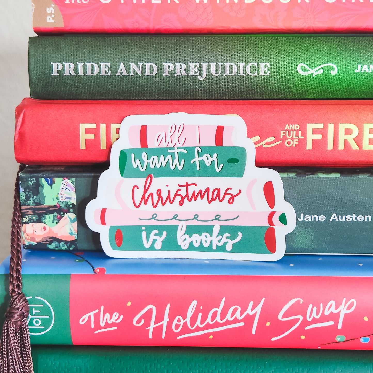 Christmas Bookstack Sticker