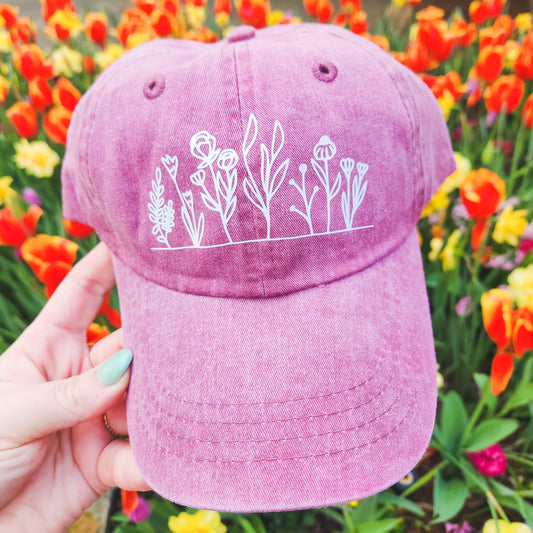 Simple Florals Pigment Dyed Hat