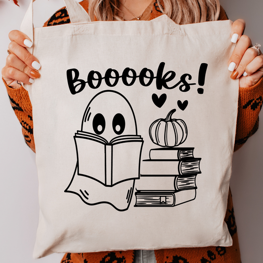 Booooks Ghosty Canvas Tote Bag