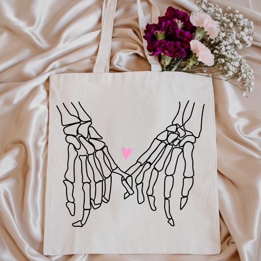 Pinky Promise Skellies Valentine's Canvas Tote Bag