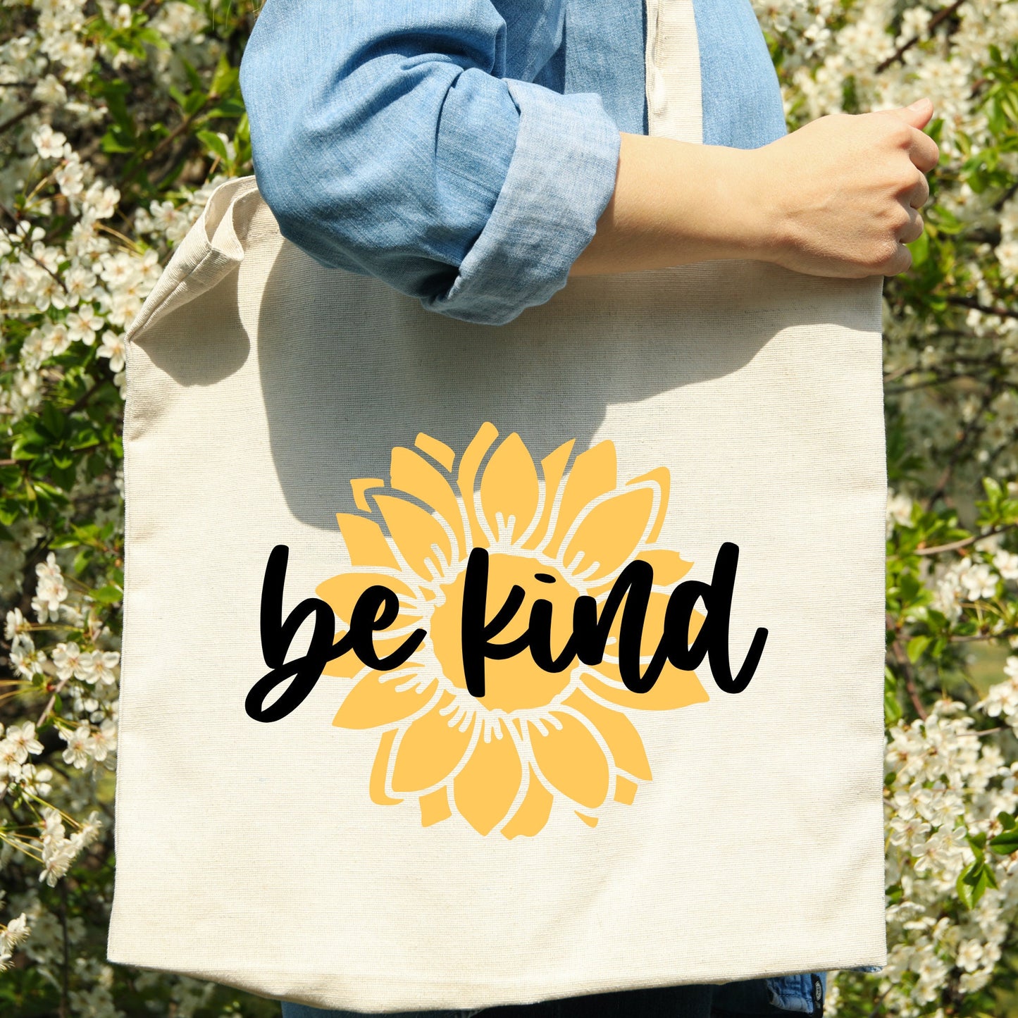 Be Kind Sunflower Canvas Tote Bag