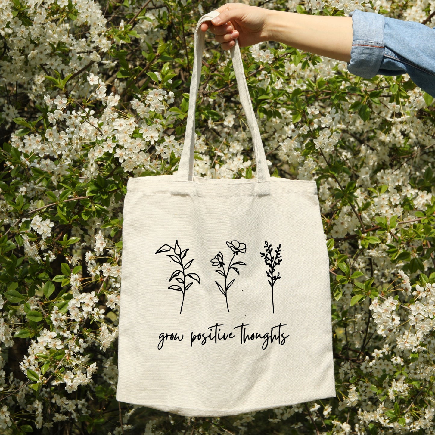 Grow Positive Thoughts Canvas Tote Bag