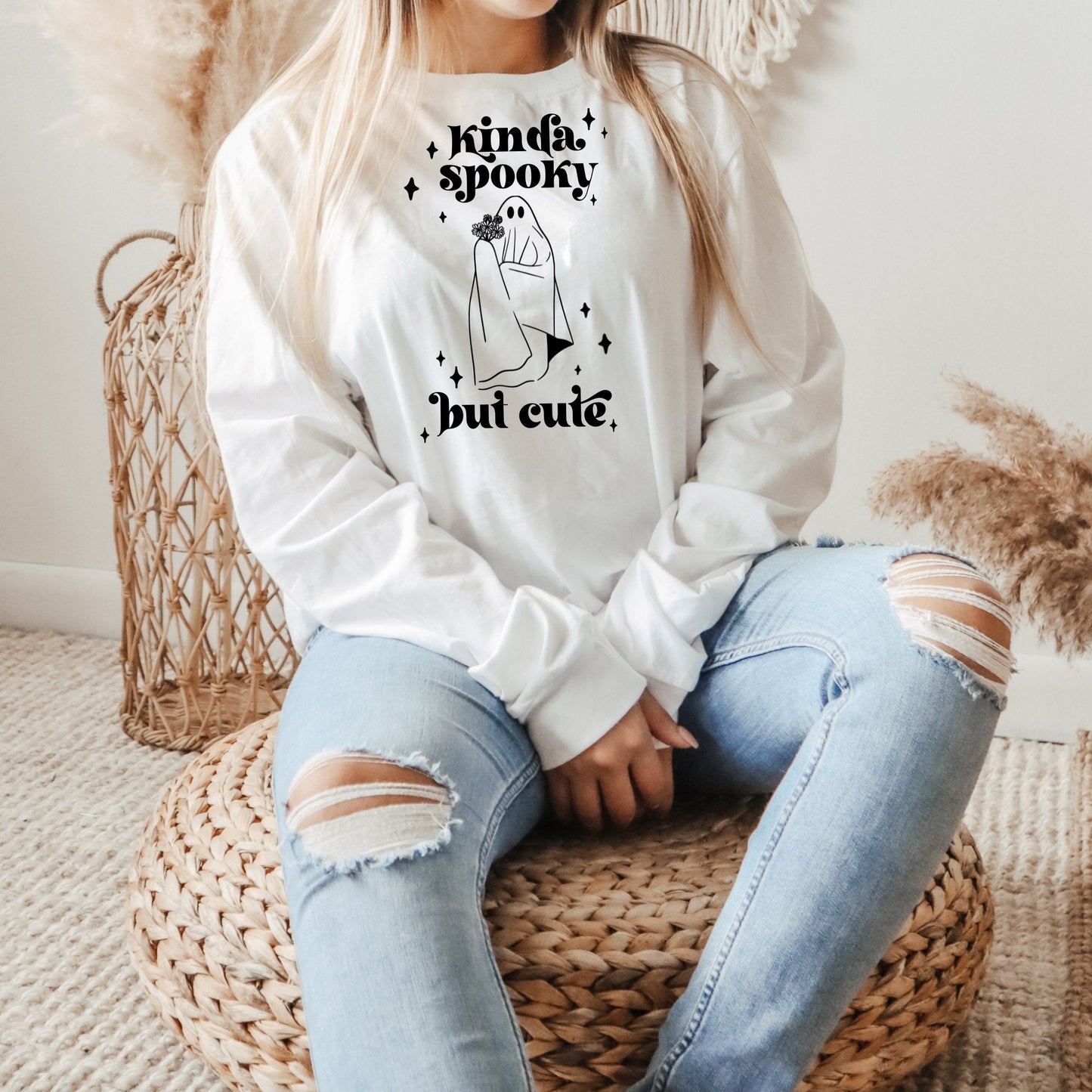 Kinda Spooky But Cute Ghosty Long Sleeve Tee