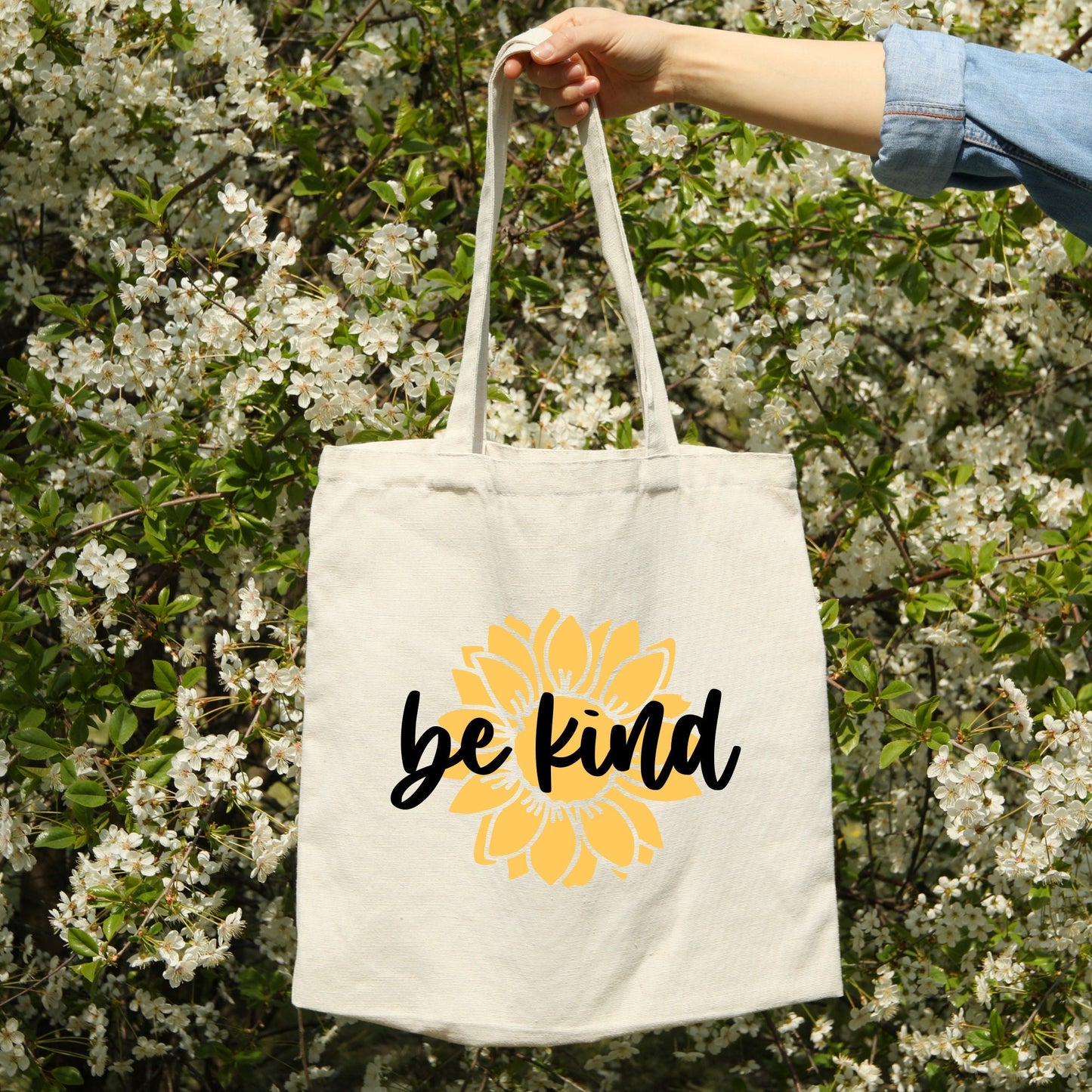 Be Kind Sunflower Canvas Tote Bag