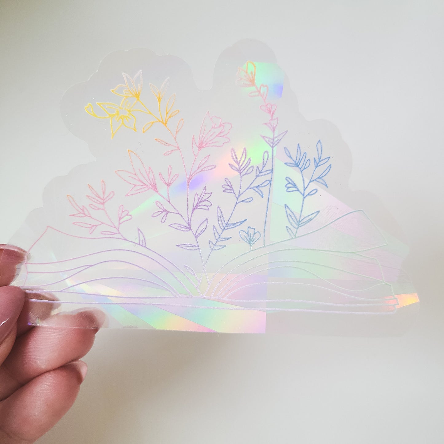 Wildflower Book Rainbow Suncatcher Sticker