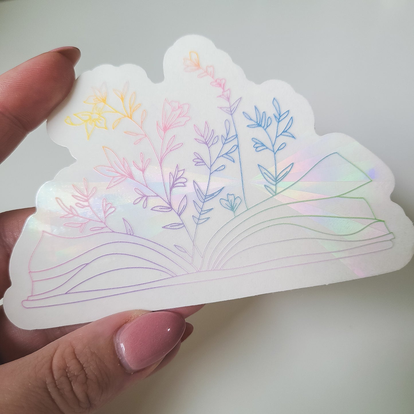 Wildflower Book Rainbow Suncatcher Sticker