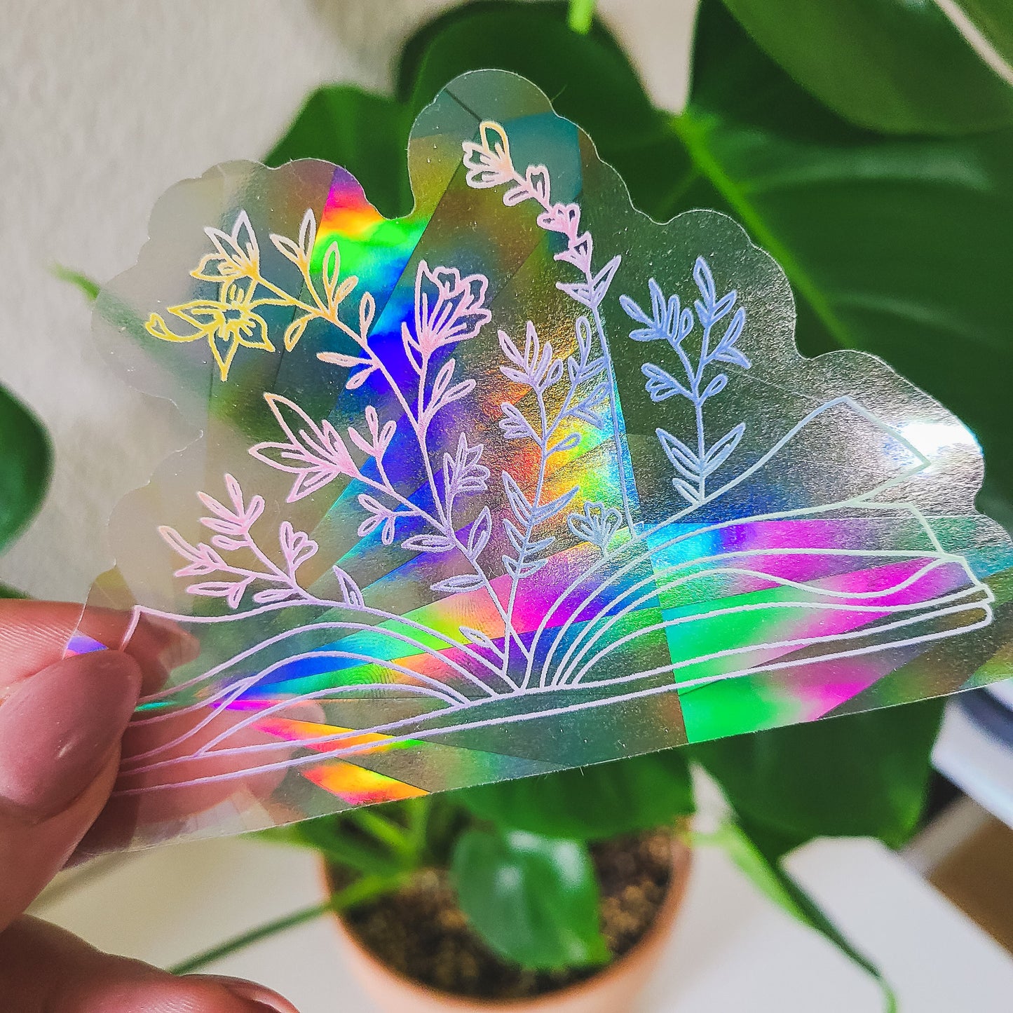 Wildflower Book Rainbow Suncatcher Sticker