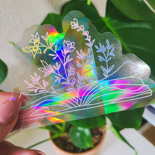 Wildflower Book Rainbow Suncatcher Sticker