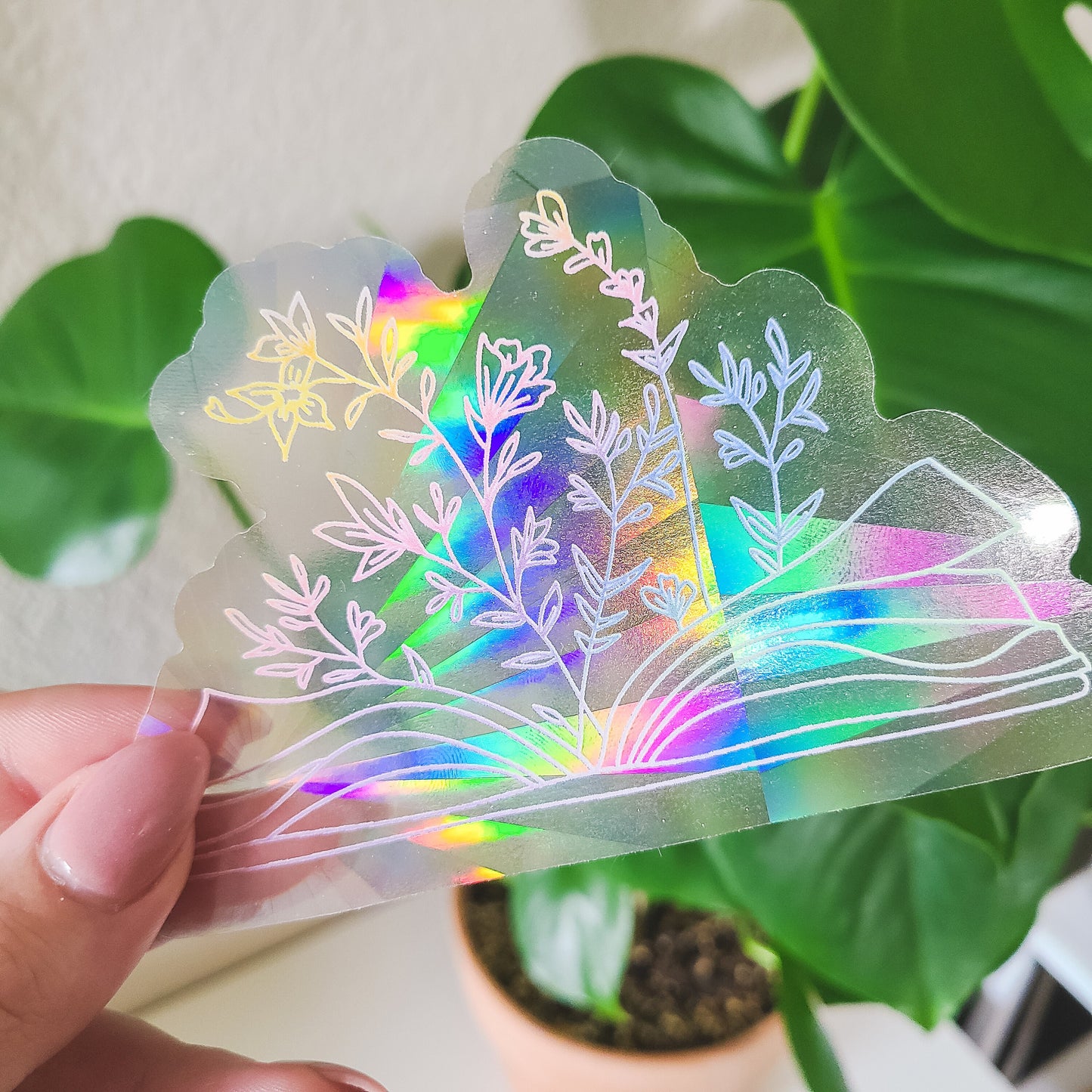 Wildflower Book Rainbow Suncatcher Sticker