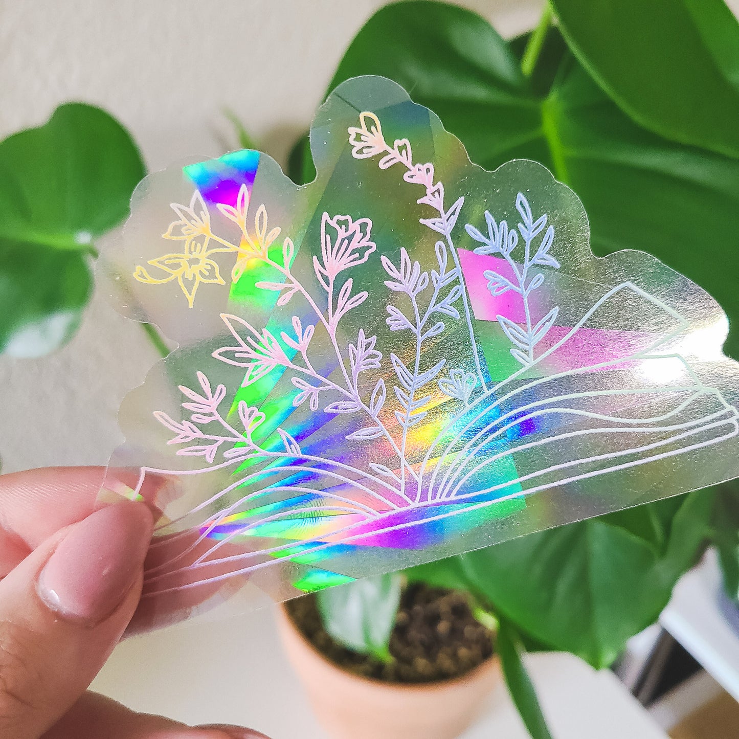 Wildflower Book Rainbow Suncatcher Sticker