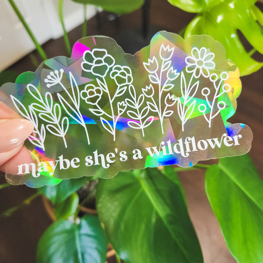 Maybe She's A Wildflower Rainbow Suncatcher Sticker